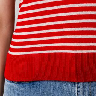 Manor Woman Pull sans manches col rond rayé  