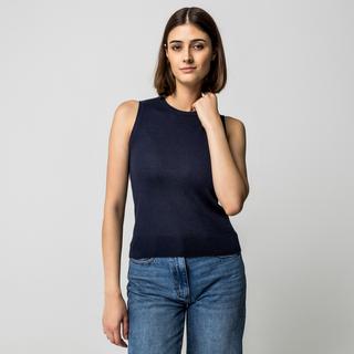 Manor Woman Pull sans manches col rond rayé  