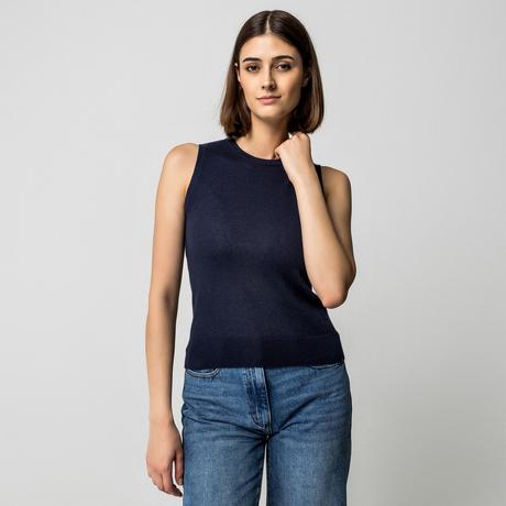 Manor Woman Pull sans manches col rond rayé  