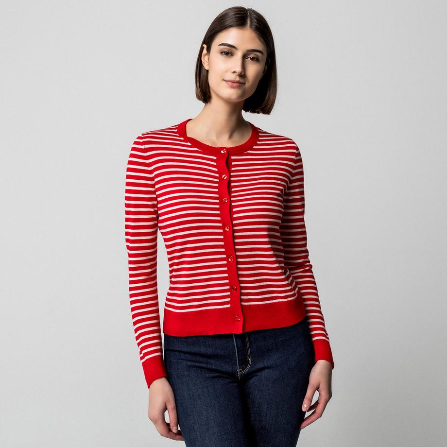 Manor Woman Feinstrick Gestreifter Cardigan  