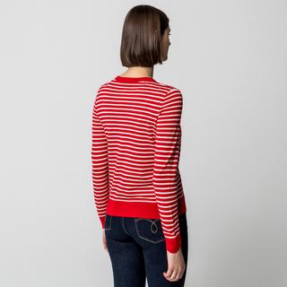 Manor Woman Cardigan Rayé en Maille Fine  