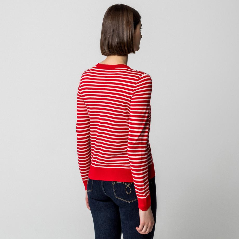 Manor Woman Feinstrick Gestreifter Cardigan  