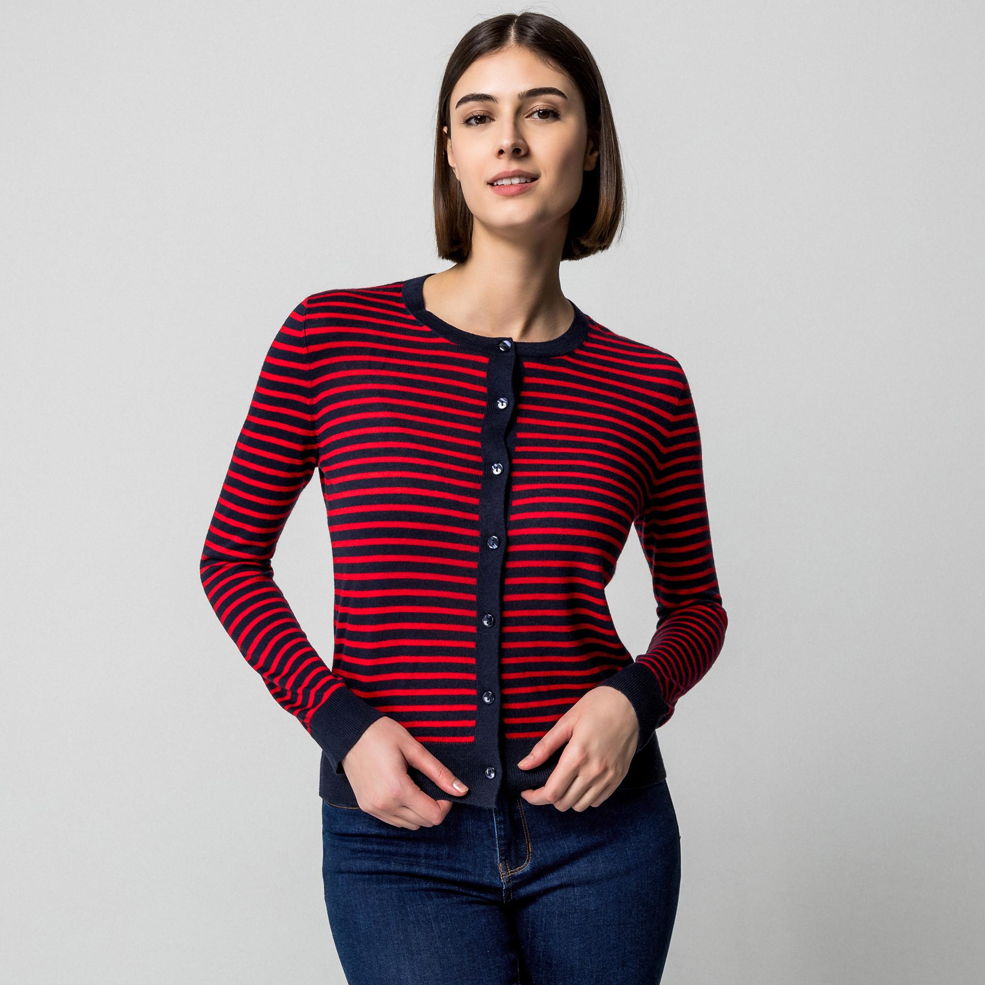 Manor Woman Feinstrick Gestreifter Cardigan  