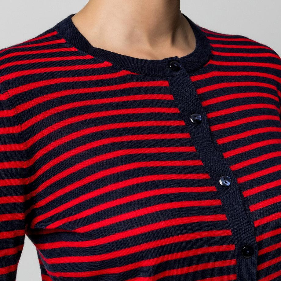 Manor Woman Cardigan a Righe in Maglia Fine  