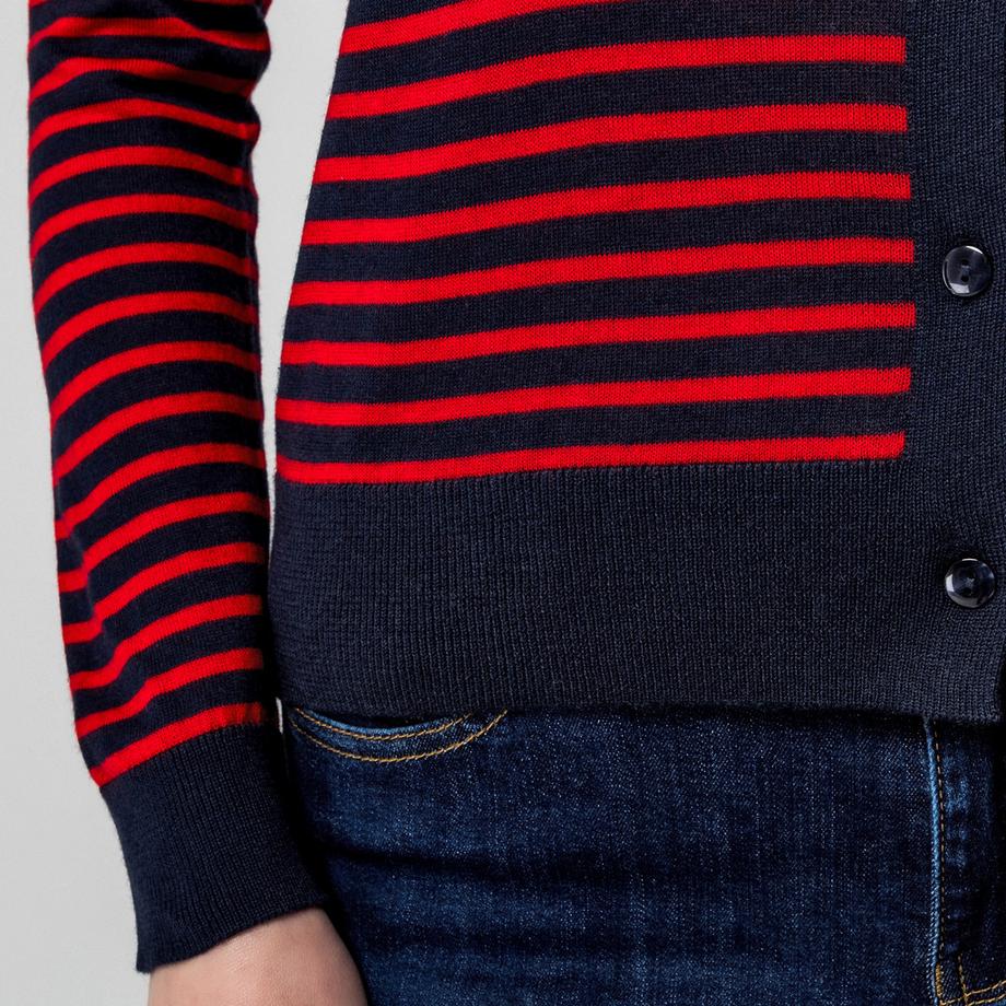 Manor Woman Cardigan a Righe in Maglia Fine  