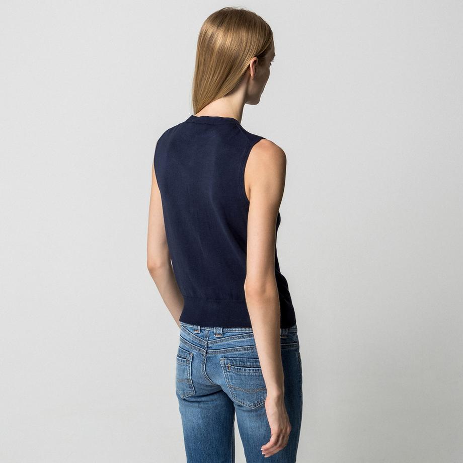 Manor Woman Cardigan Senza Maniche in Maglia Fine  