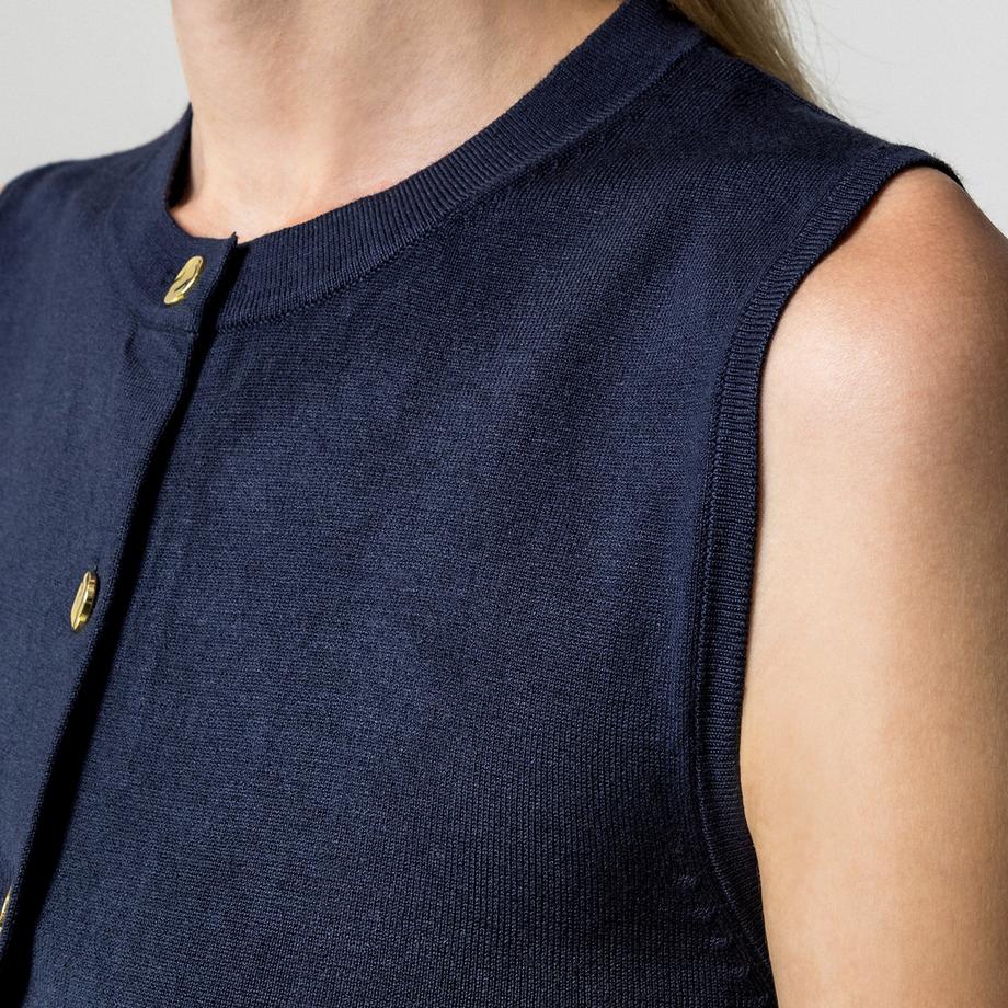 Manor Woman Cardigan Senza Maniche in Maglia Fine  