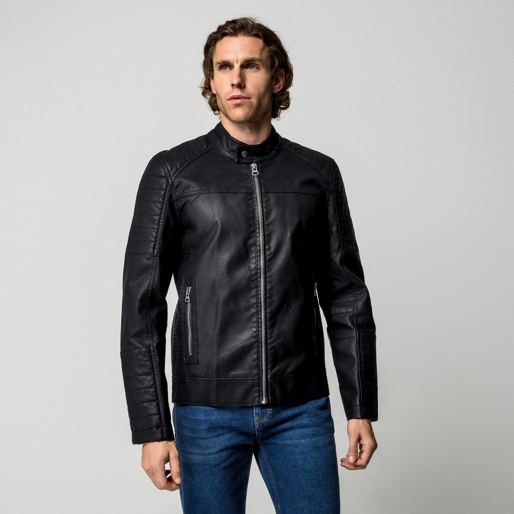 Manor Man Veste Biker en Faux Cuir  