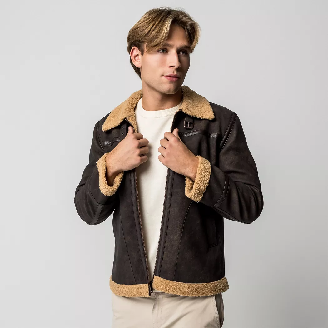 Manor Man - Kunstpelzjacke, für Herren, Braun, Größe XXL