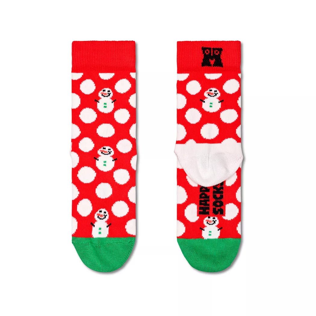 Happy Socks - Weihnachtssocken, Weihnachts Schneemann Tupfen Socken, 7-9J, Multicolor