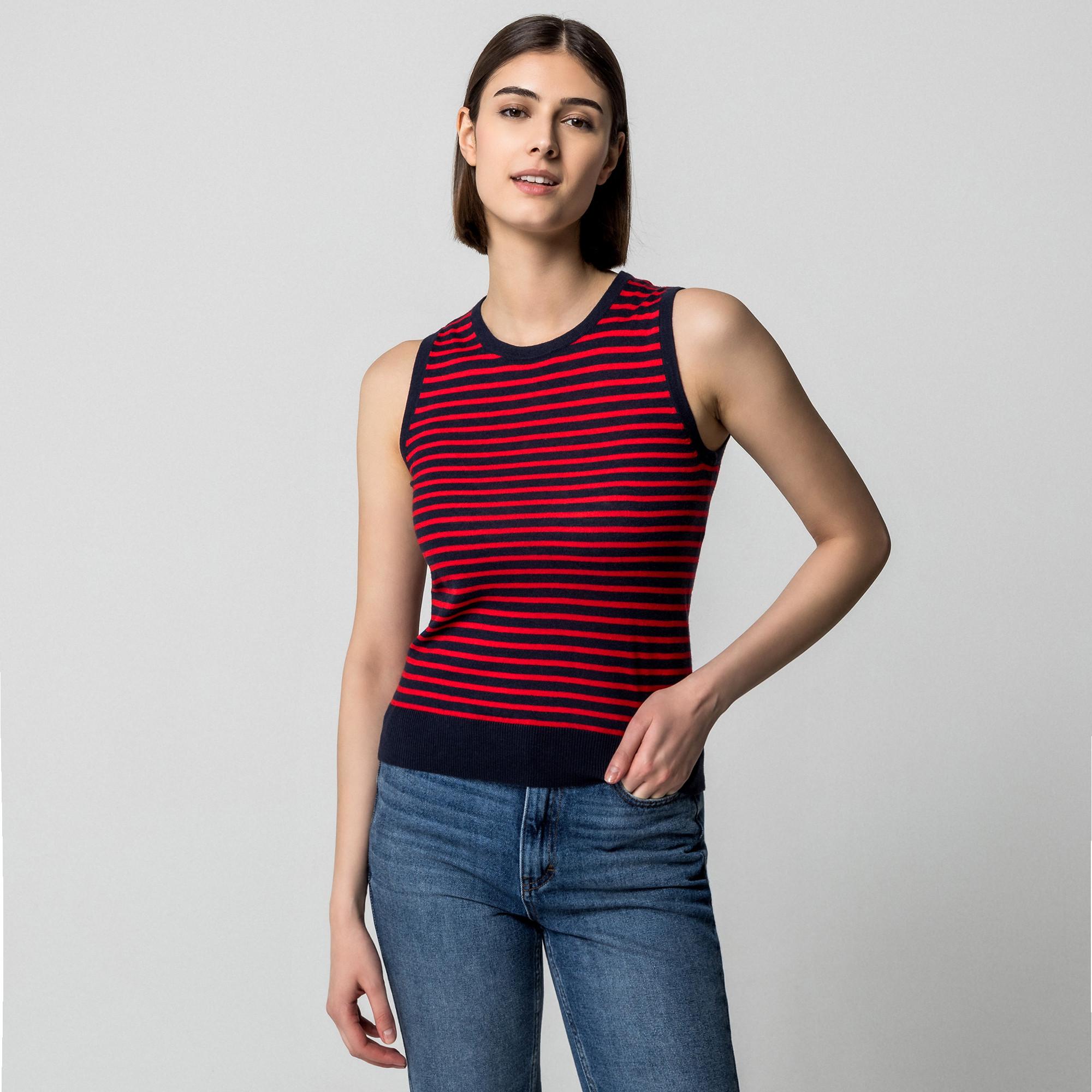 Manor Woman Gilet senza maniche girocollo a righe  