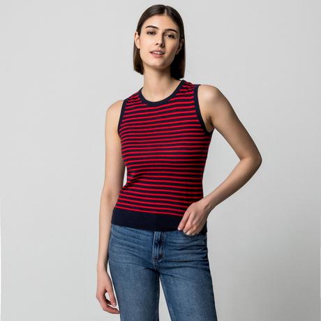 Manor Woman Gilet senza maniche girocollo a righe  