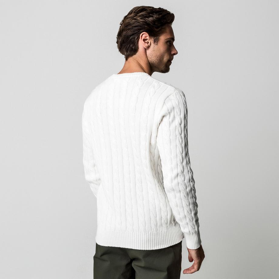 Manor Man Pull en maille torsadée  