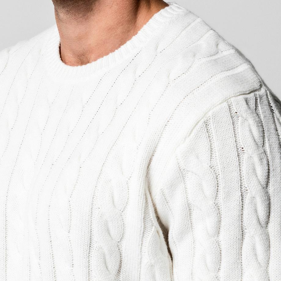 Manor Man Pull en maille torsadée  