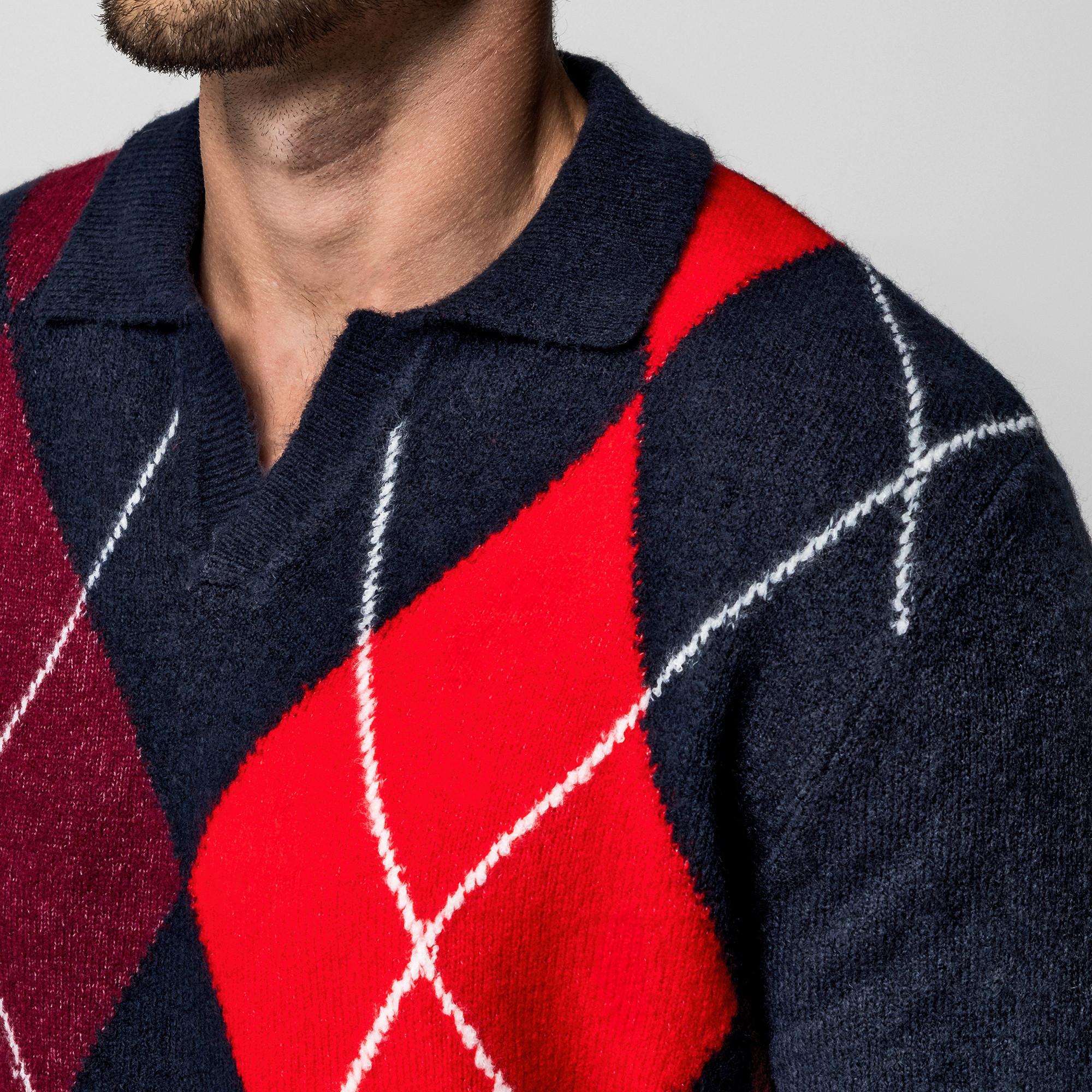 Manor Man Argyle Muster V-Ausschnitt Pullover  