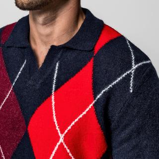 Manor Man Argyle Muster V-Ausschnitt Pullover  