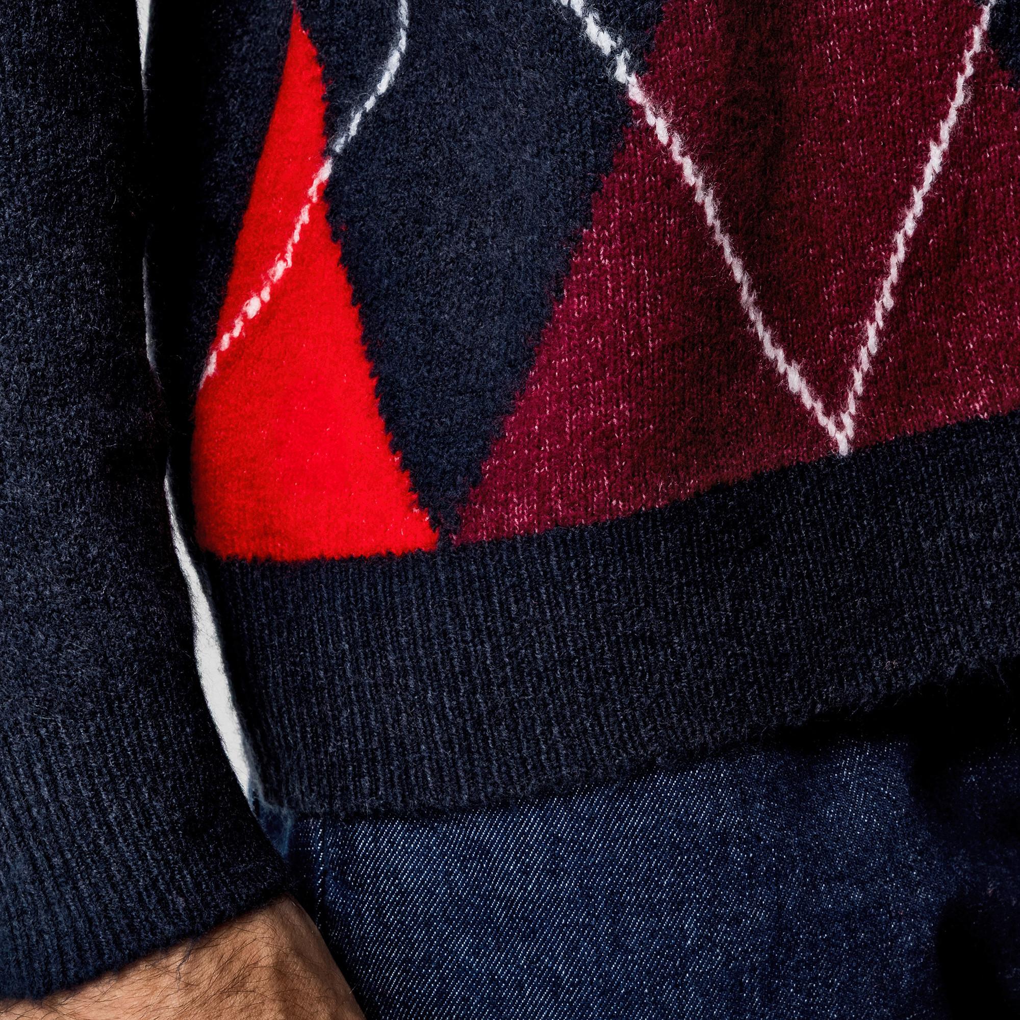 Manor Man Argyle Muster V-Ausschnitt Pullover  