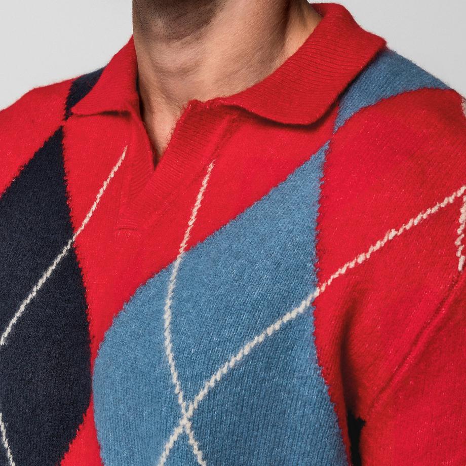 Manor Man Maglione Scollo a V Fantasia Argyle  