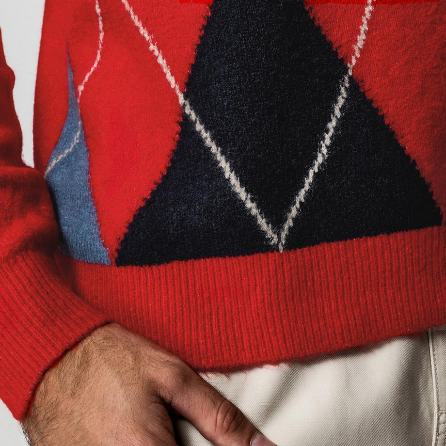 Manor Man Maglione Scollo a V Fantasia Argyle  