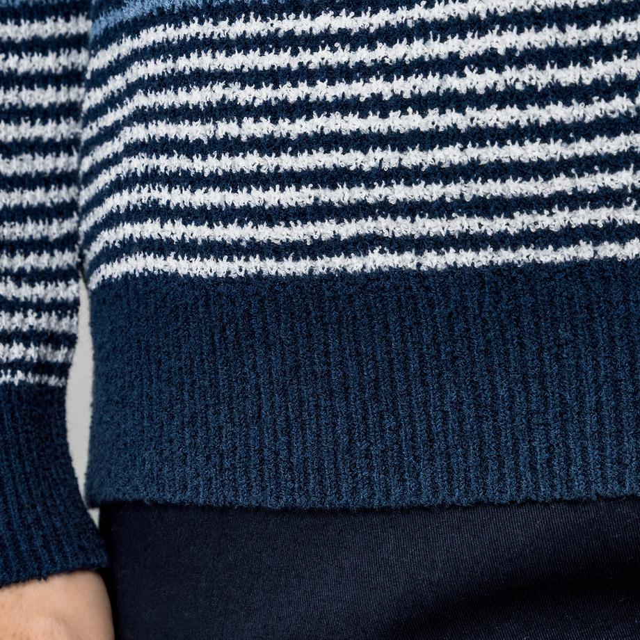 Manor Man Pull en maille côtelée rayé  