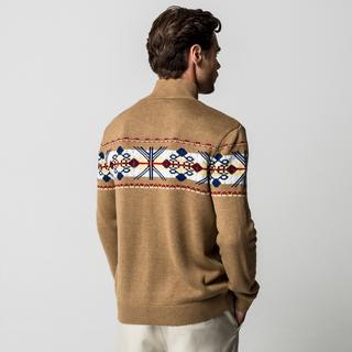 Manor Man Pullover con motivo a maglia e colletto alla coreana  