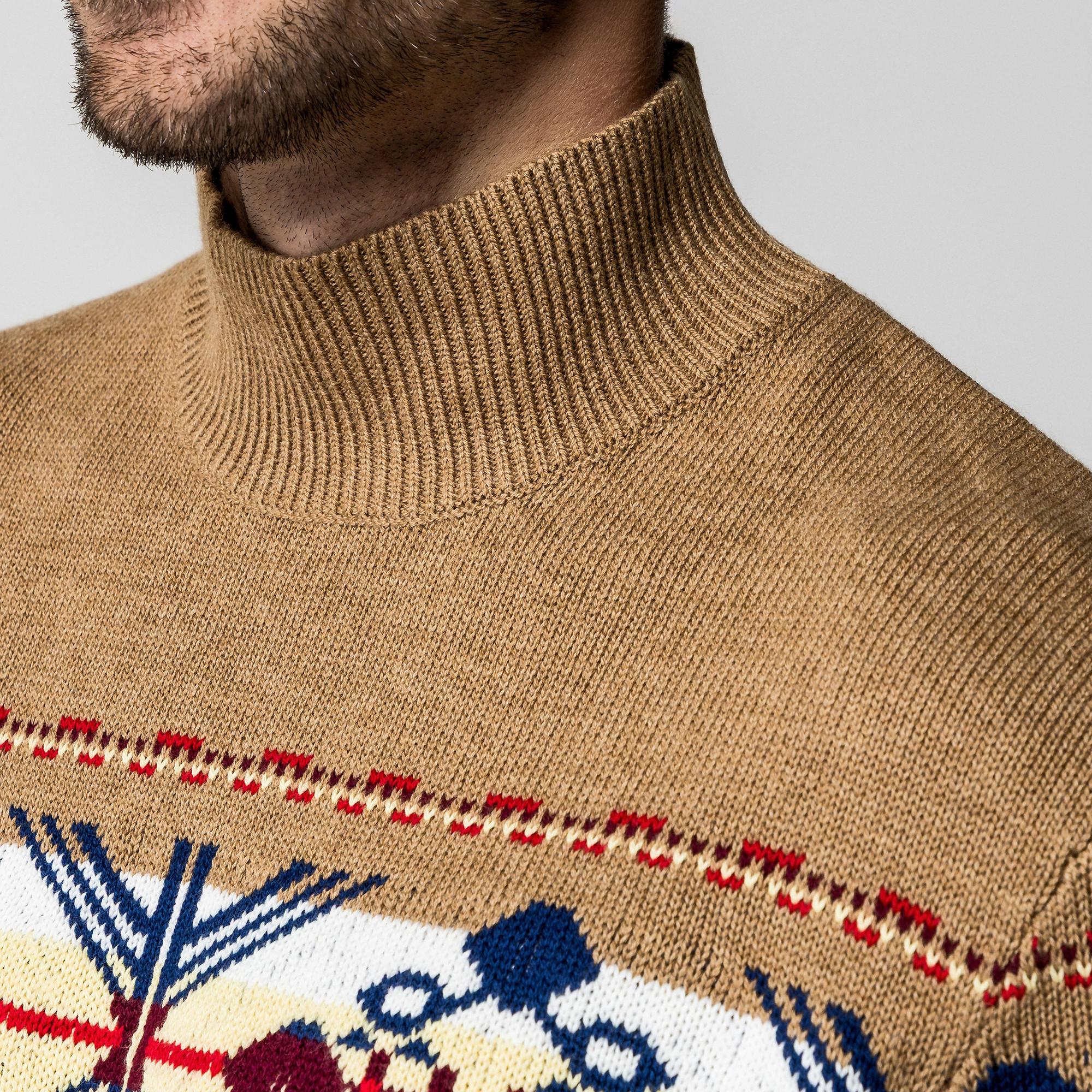 Manor Man Pullover con motivo a maglia e colletto alla coreana  