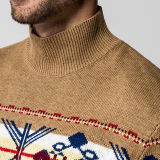 Manor Man Pullover con motivo a maglia e colletto alla coreana  