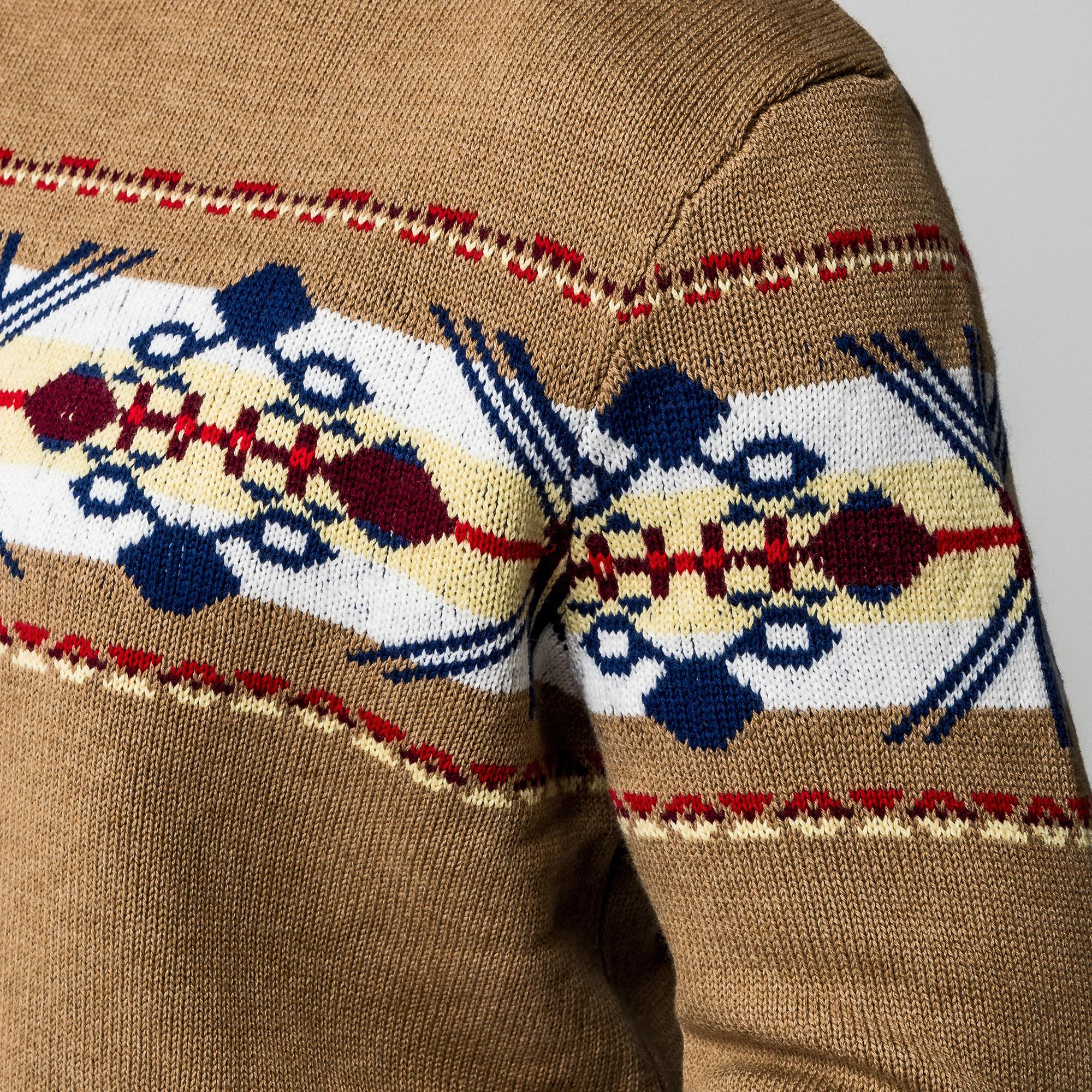 Manor Man Pullover con motivo a maglia e colletto alla coreana  