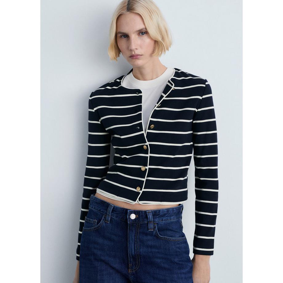 MANGO Porto Cardigan Rayé en Maille  