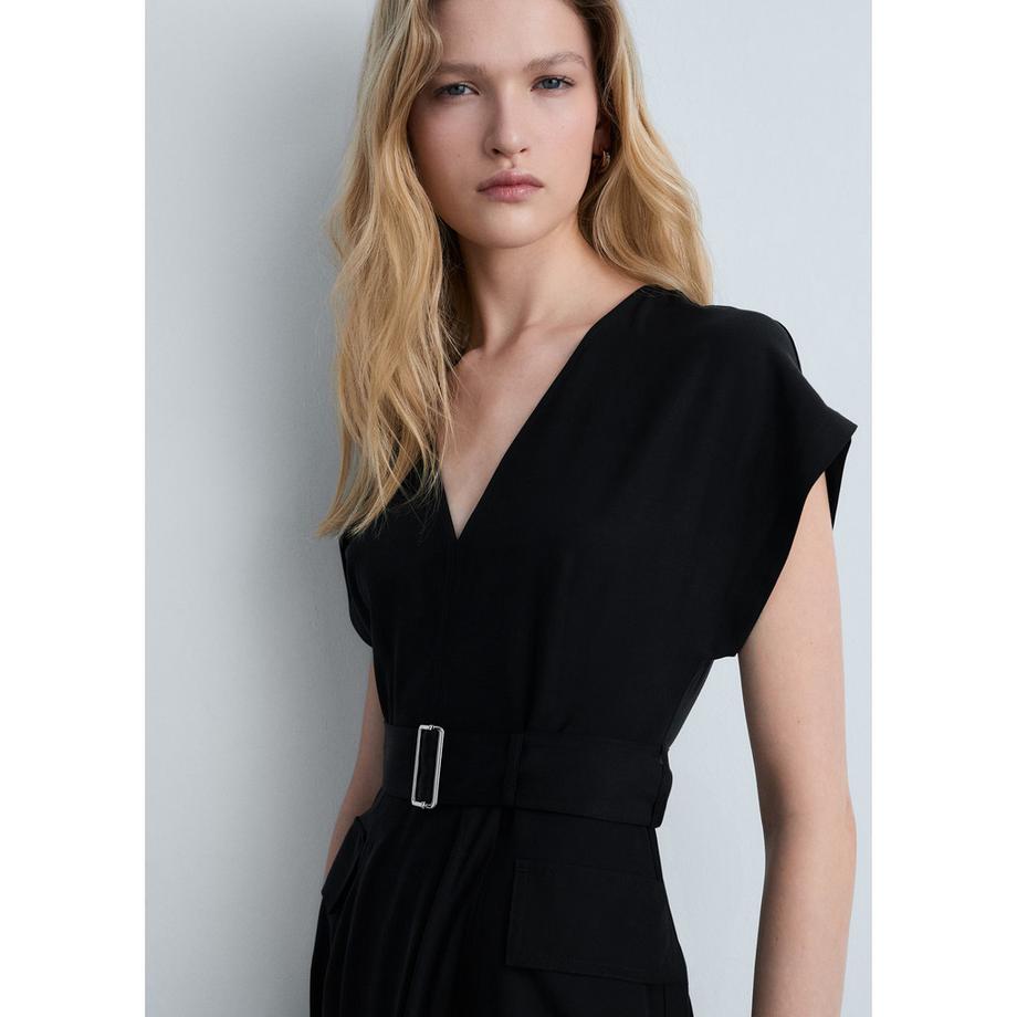 MANGO Bassett V-Ausschnitt Gürtelkleid  