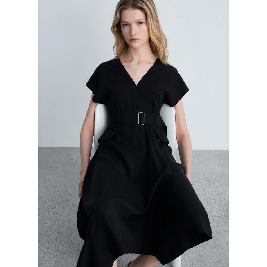 MANGO Bassett V-Ausschnitt Gürtelkleid  