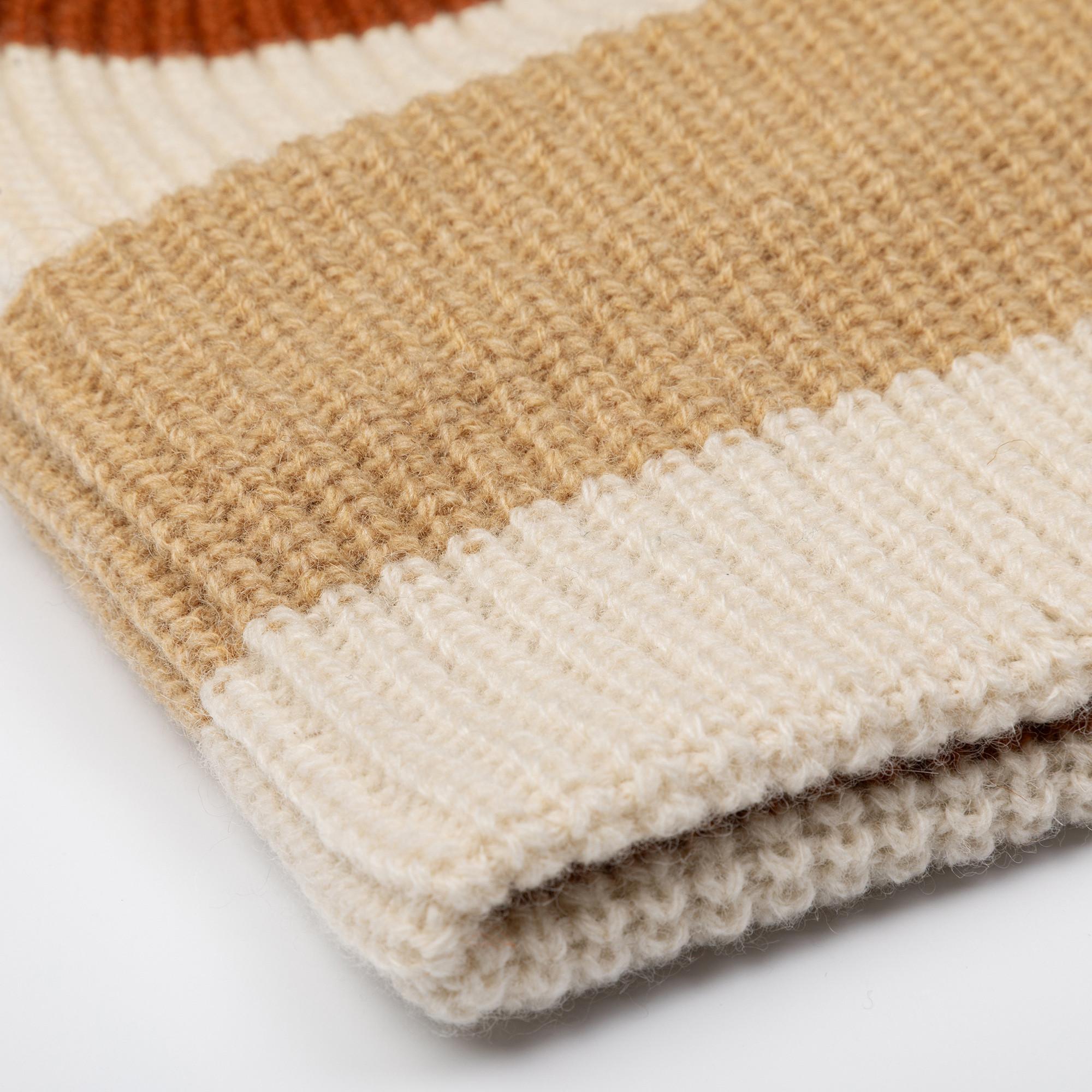 Manor Woman Berretto a Righe Color Block in Maglia a Coste  