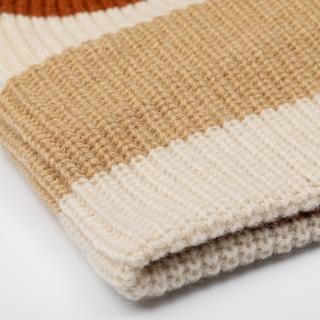 Manor Woman Berretto a Righe Color Block in Maglia a Coste  