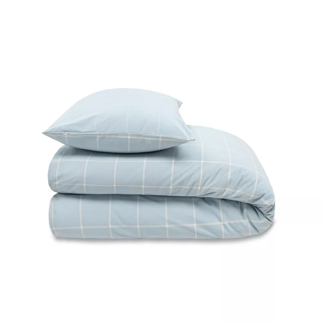 Manor - Duvetbezug, Campodolcino Flanell Karo Duvetbezug, 160 x 210 cm, Hellblau