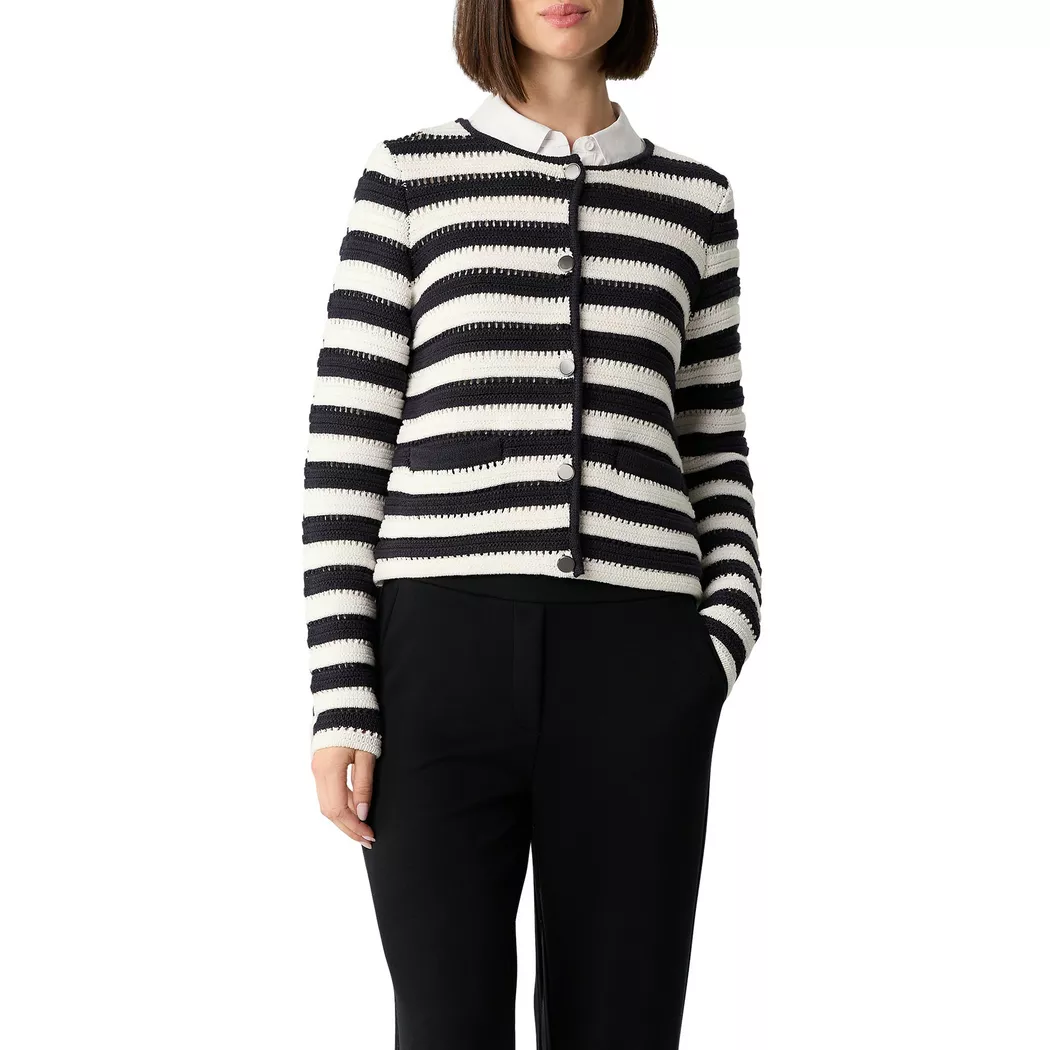 Comma - Lange Strickjacke, langarm, für Damen, Weiss, Größe 40