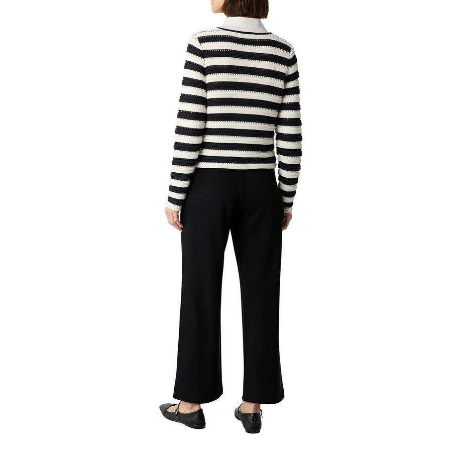 Comma Langarm gestreifte Strickjacke  