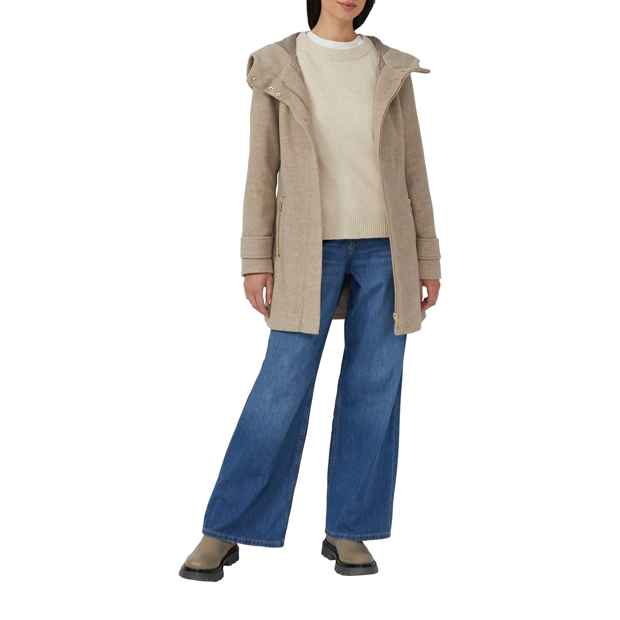 S. Oliver Red Label Cappotto con Cappuccio e Cintura in Misto Lana  