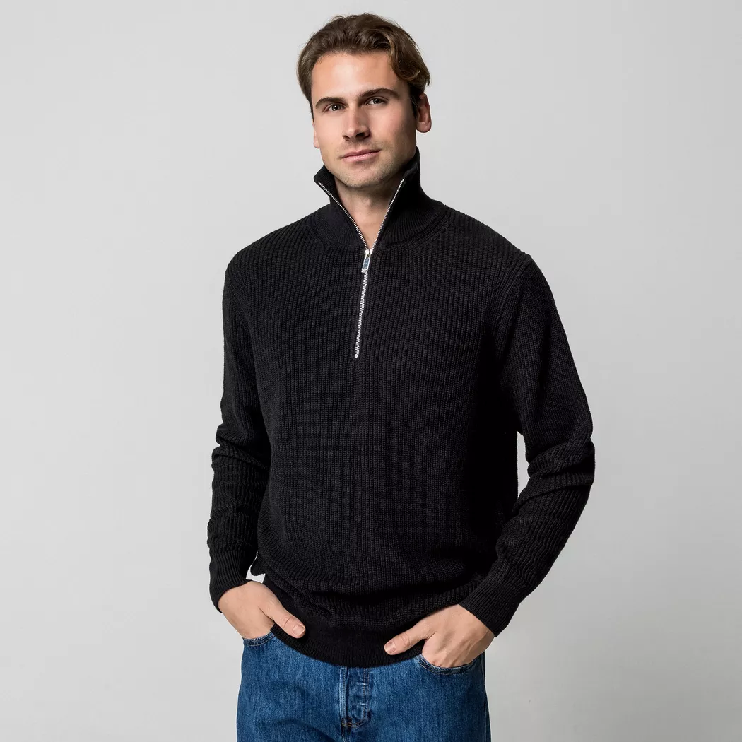 Manor Man - Pullover, Half-Zip, für Herren, Black, Größe XL