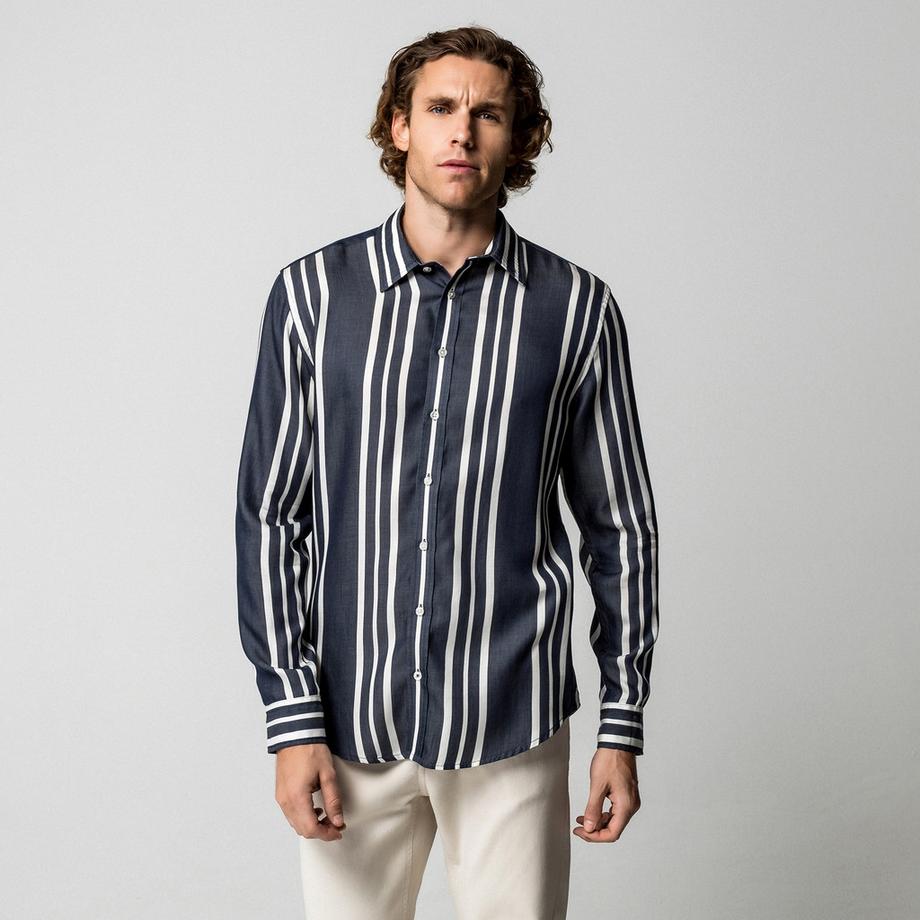 Manor Man Chemise Rayée Manches Longues  