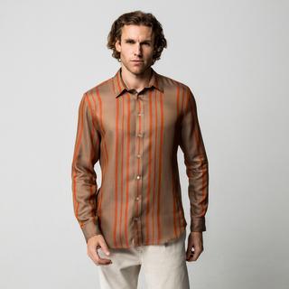 Manor Man Gestreiftes Langarmhemd  