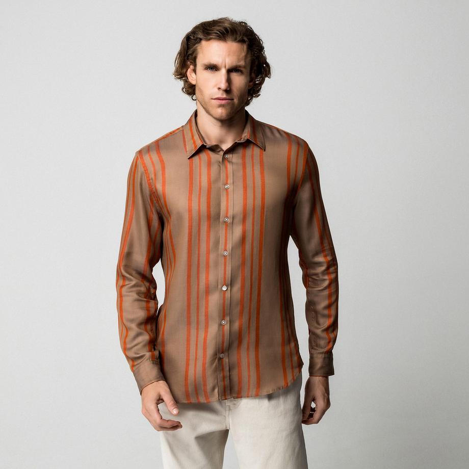 Manor Man Gestreiftes Langarmhemd  