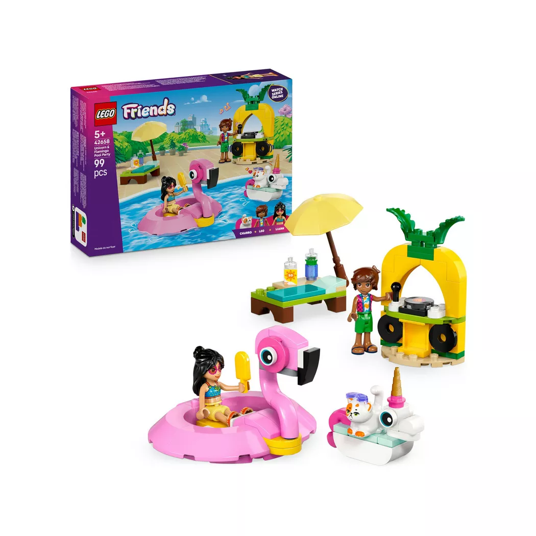 Lego Friends Poolparty med enhjørning og flamingo 42658