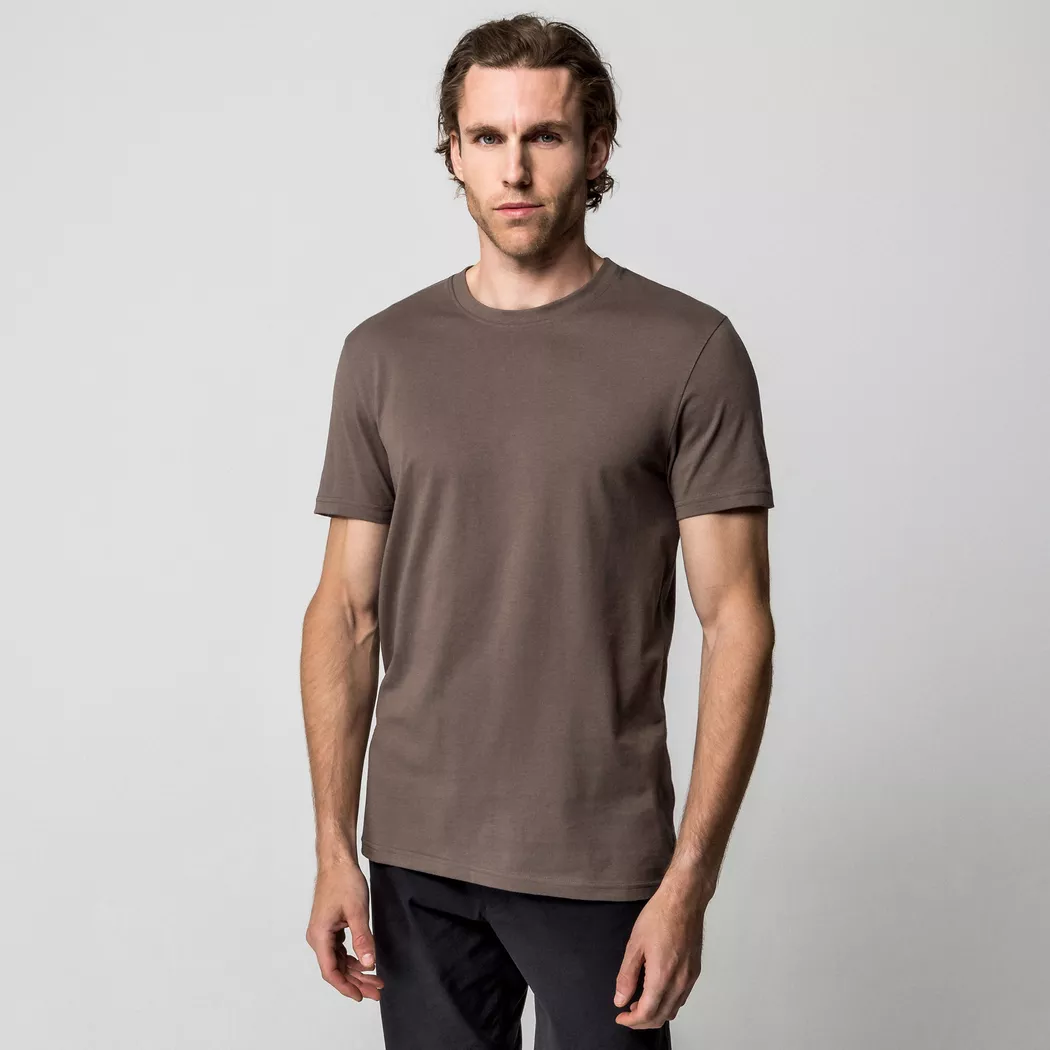 Manor Man - T-Shirt, Rundhals, kurzarm, für Herren, Taupe, Größe S