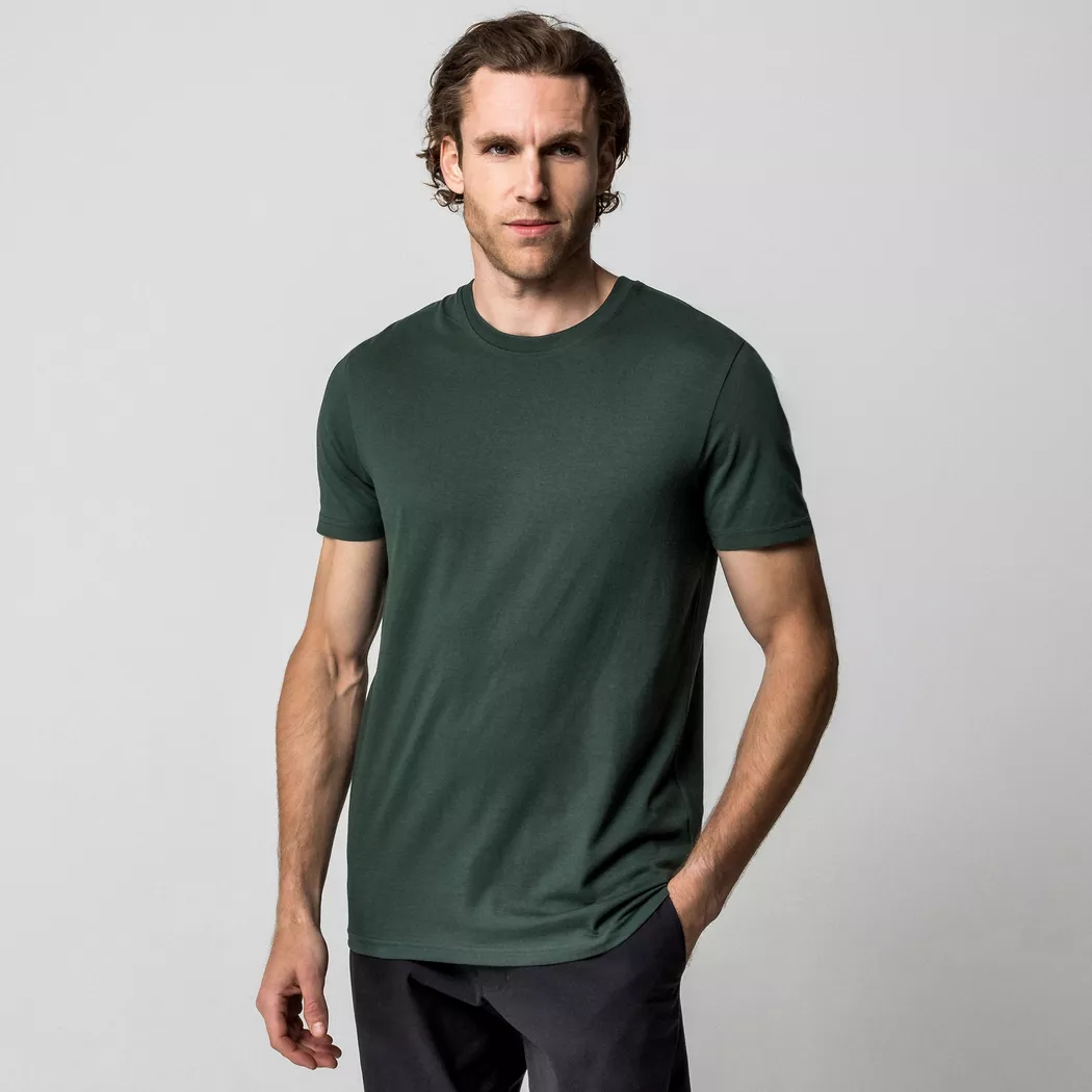 Manor Man - T-Shirt, Rundhals, kurzarm, für Herren, Waldgrün, Größe M