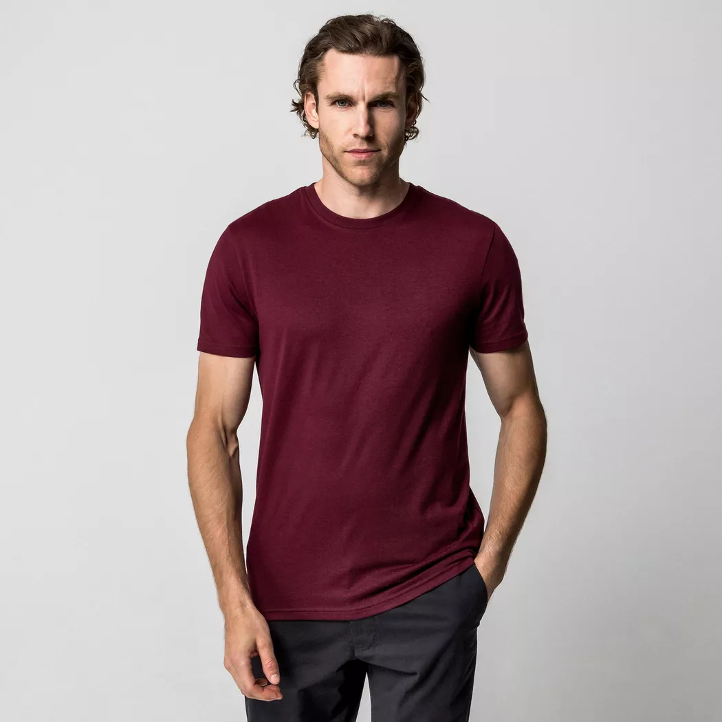 Manor Man - T-Shirt, Rundhals, kurzarm, für Herren, Bordeaux, Größe L