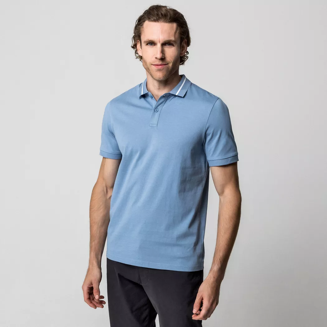 Manor Man - Poloshirt, kurzarm, für Herren, Nebelblau, Größe XXL