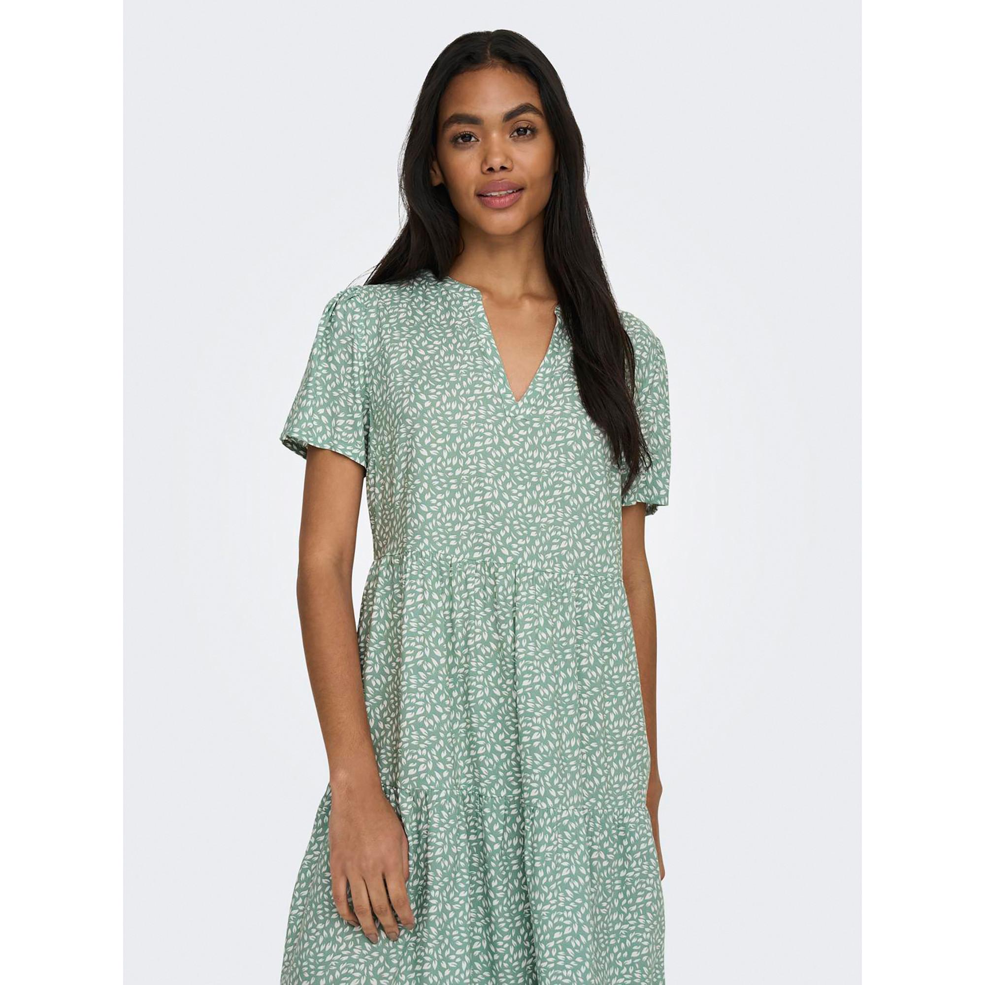 ONLY Kurzarm Mini Kleid Blattmuster  