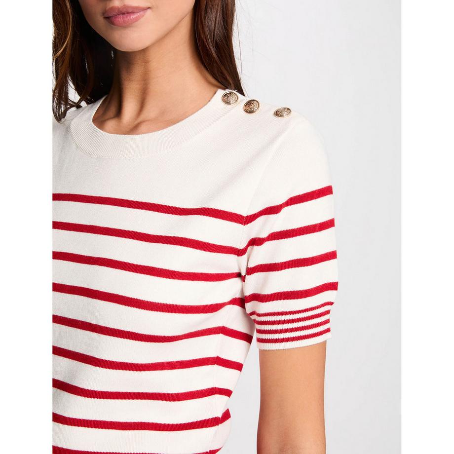 MORGAN Pull Rayé Manches Courtes  