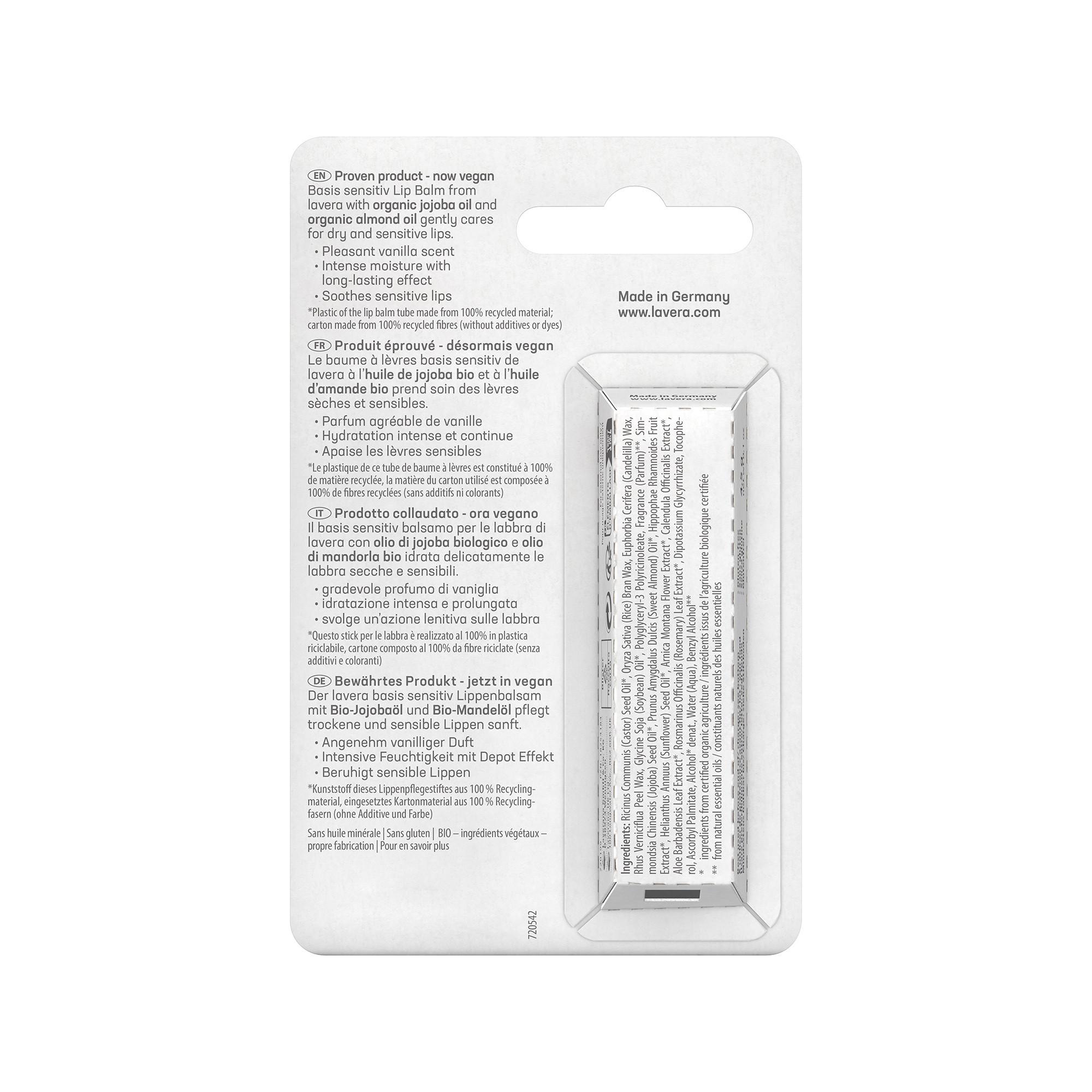 lavera  Basis sensitiv BALSAMO LABBRA Olio di Jojoba Bio & Olio di Mandorle Bio 