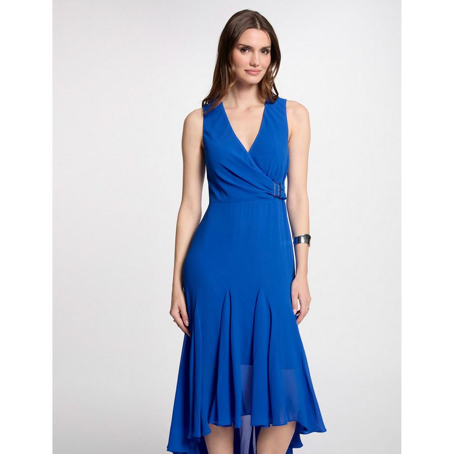 MORGAN Vestito Midi Scollo a V Senza Maniche con Dettaglio Fibbia  